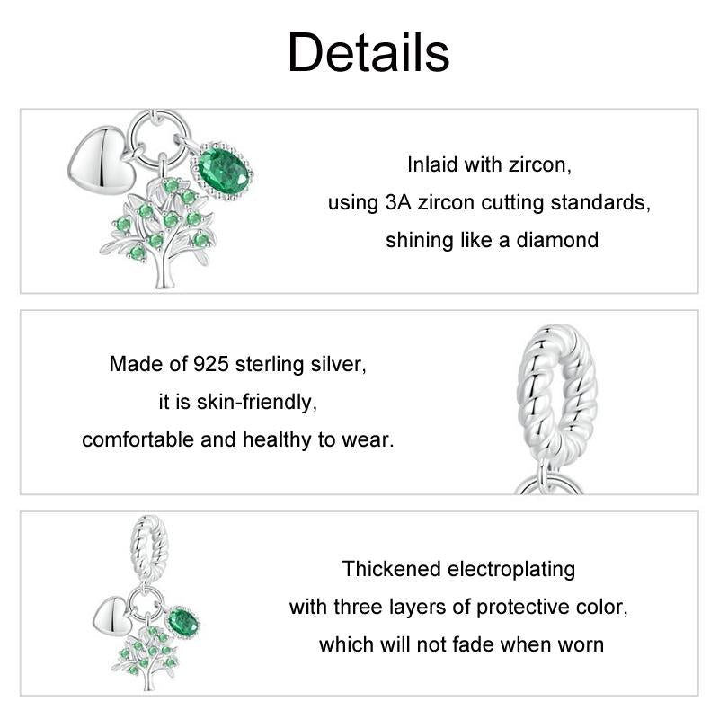 925 Sterling Silver Platinum Plated Zircon Tree Of Life Pendant 5