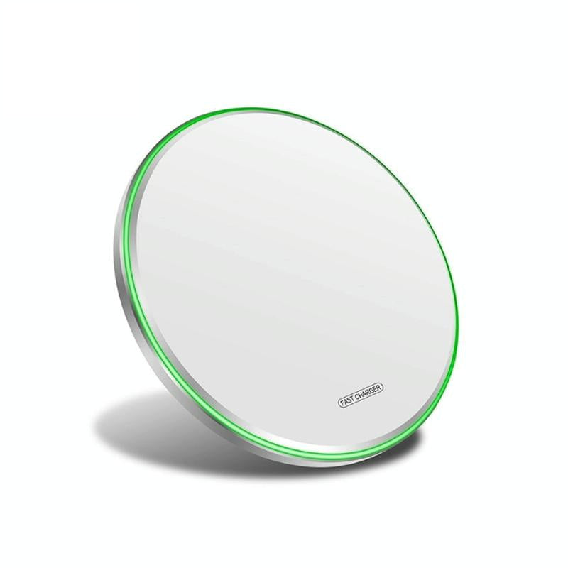 15W Round Wireless Charger Fast Charge - Black + Black Surface 12