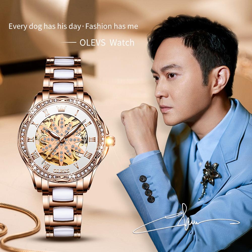 Women Waterproof Mechanical Watch with Ceramic Band - Multifunctional and Elegant 4