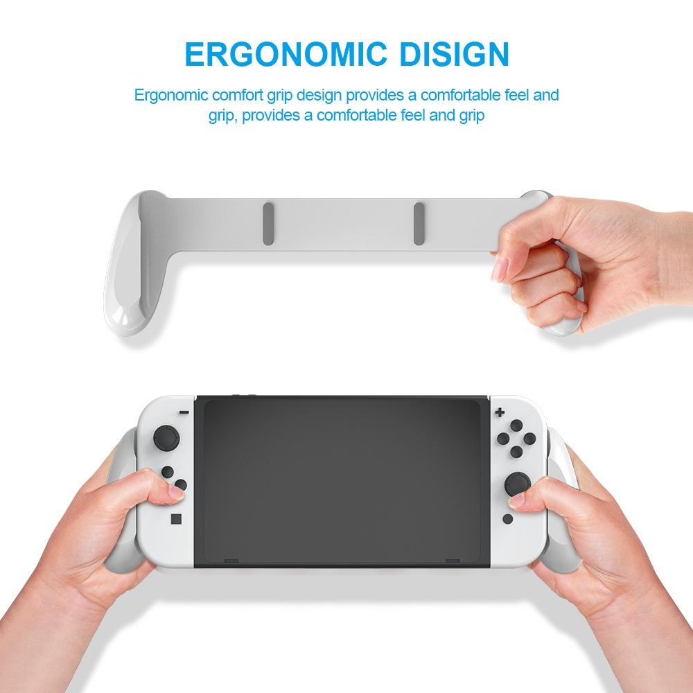 Oled Switch Handle with Game Card Storage - Compact Design - White 12