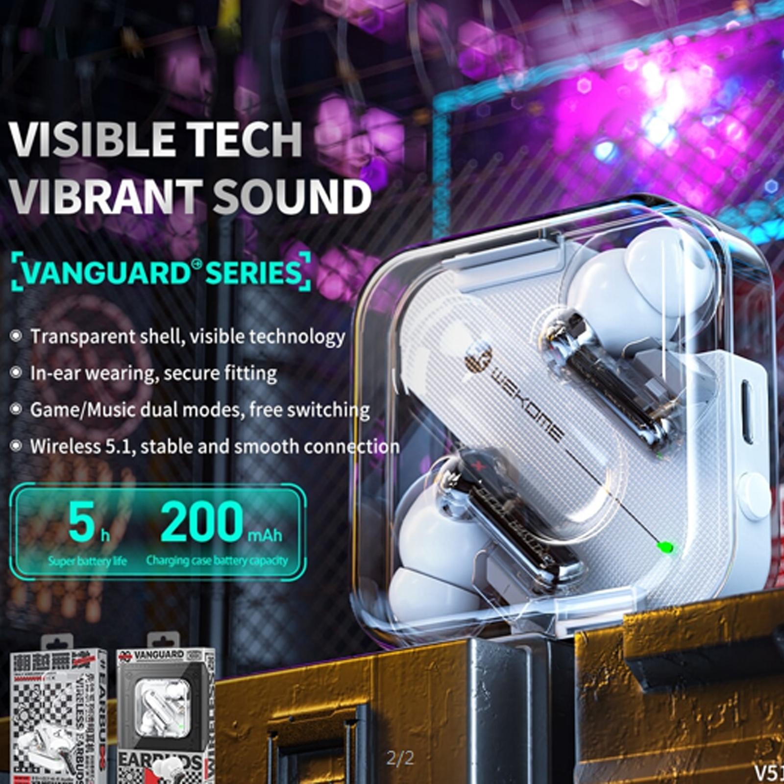 Vanguard Transparent Wireless Bluetooth Earphones - White 10