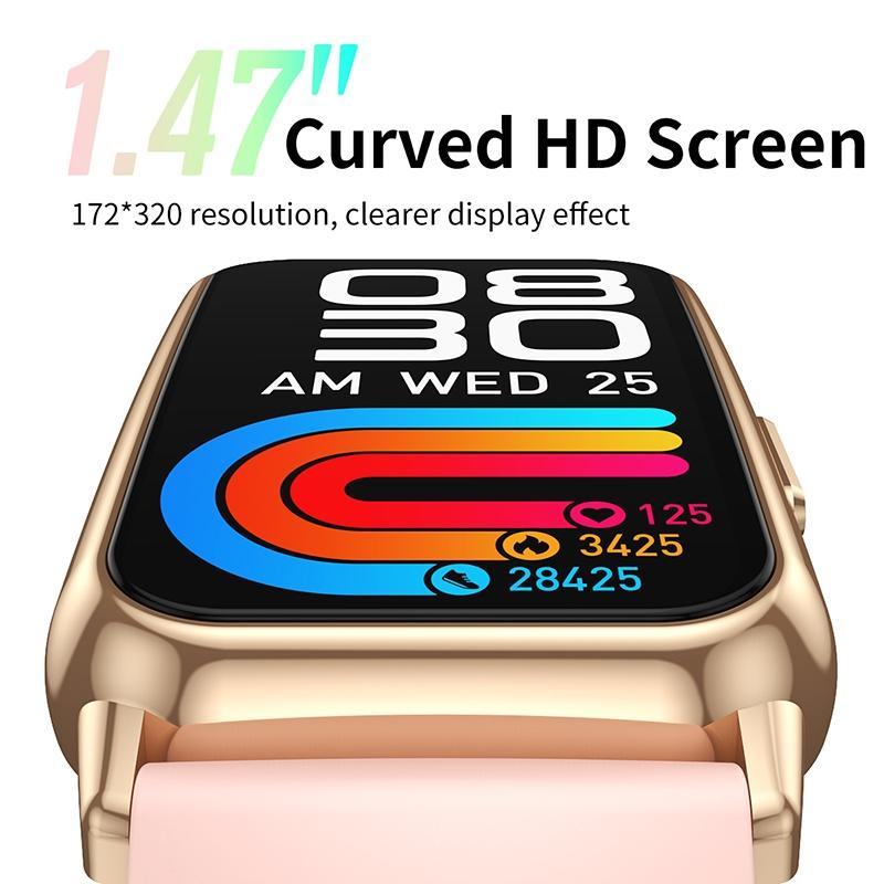 1.47 Inch Waterproof Smart Watch Heart Rate & Blood Pressure Support - Black 5