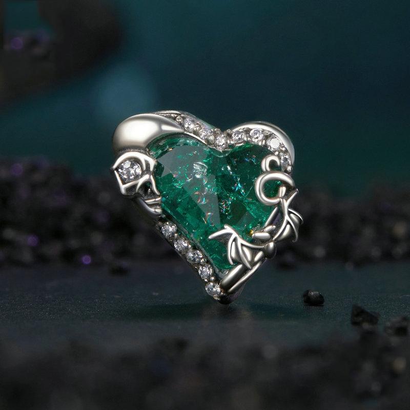 925 Sterling Silver Retro Heart Shaped Beads In 3