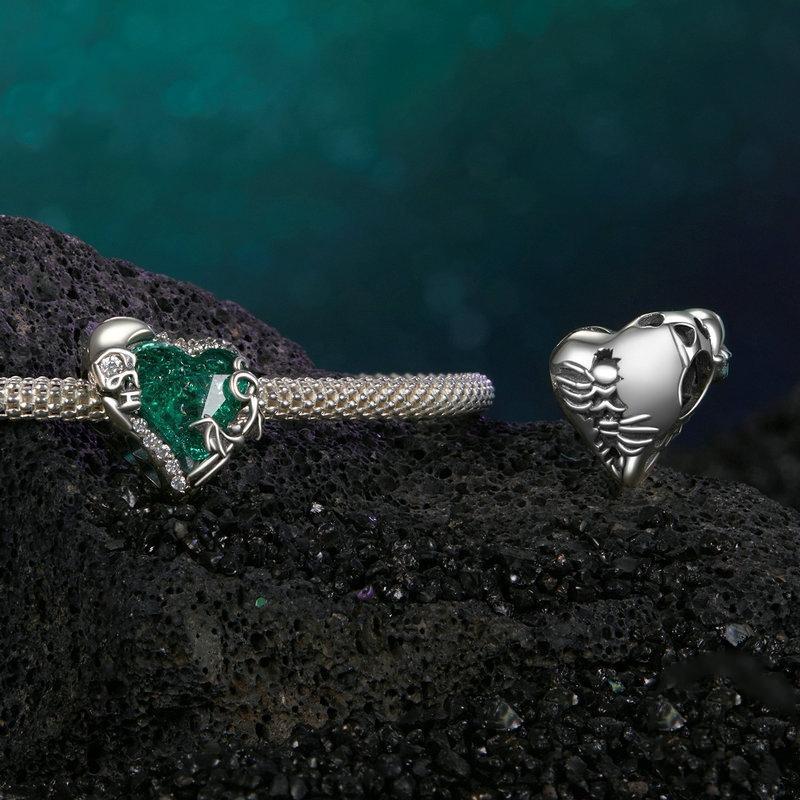 925 Sterling Silver Retro Heart Shaped Beads In 6