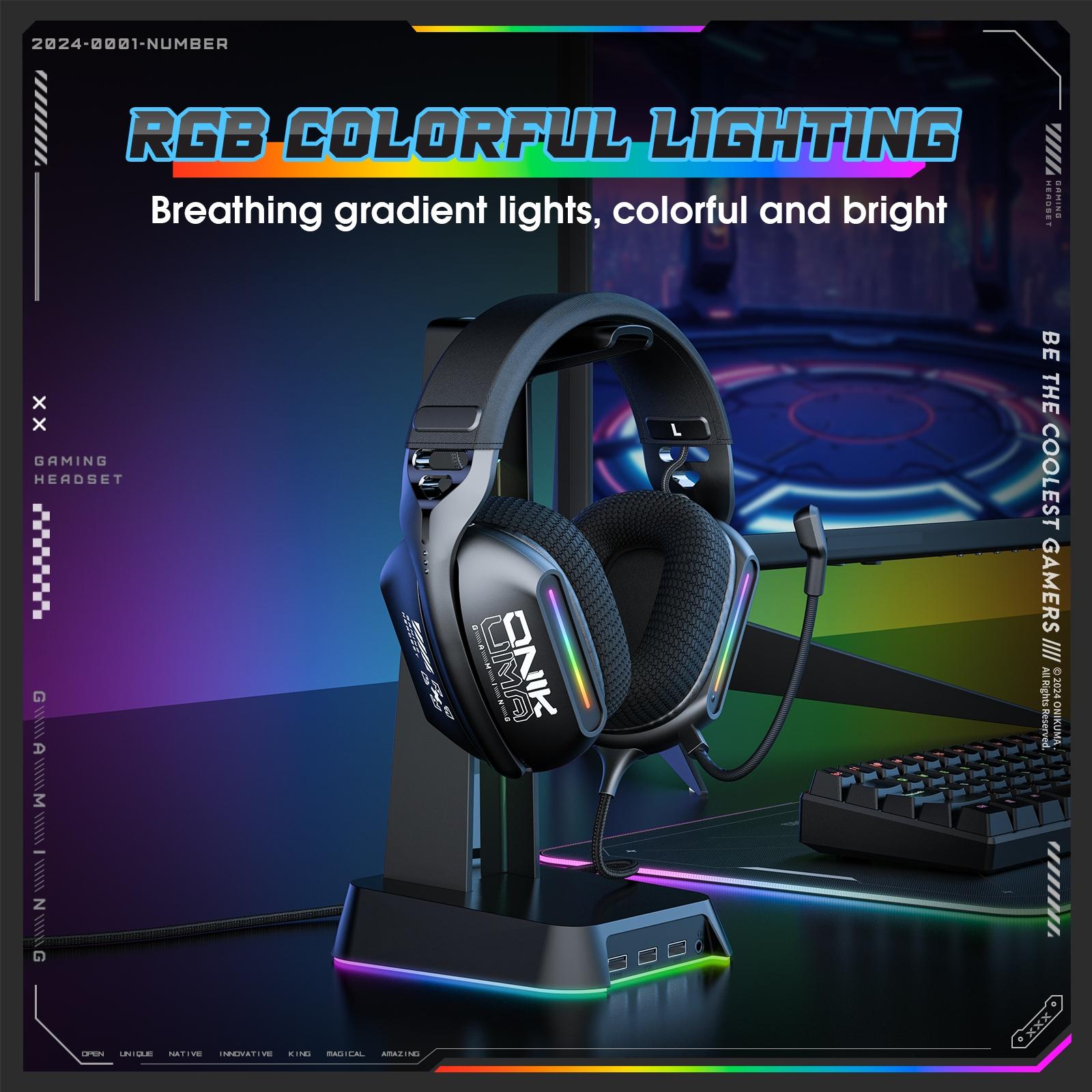 Rgb Gaming Headset With Mic 2.2M Cable Black 7