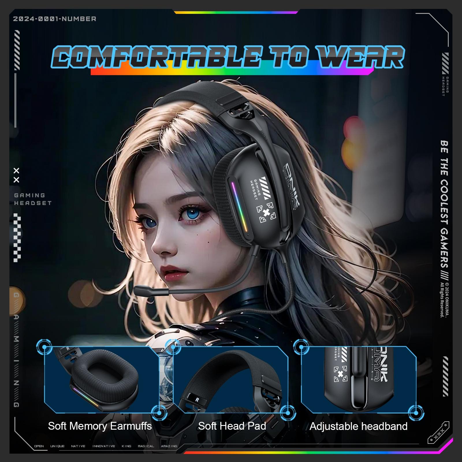 Rgb Gaming Headset With Mic 2.2M Cable Black 11