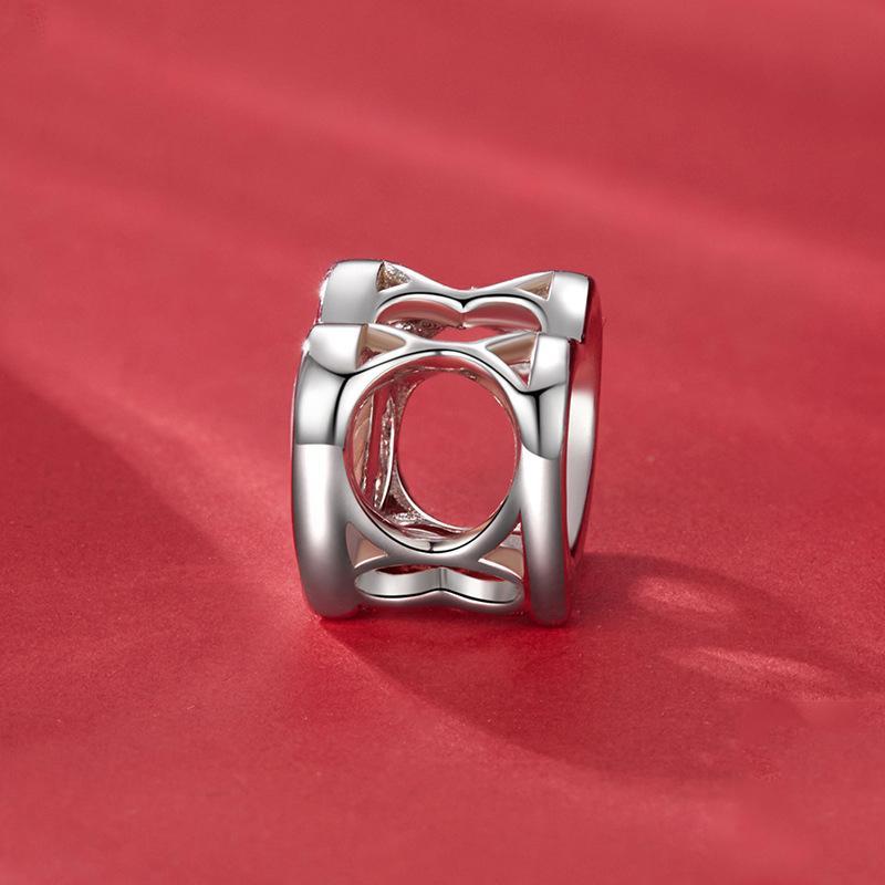 925 Sterling Silver Platinum Plated Pink Heart Diy Beads 4