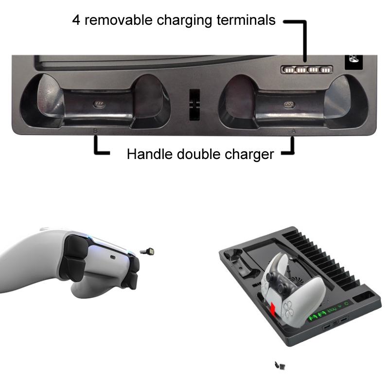 Ps5 Cooling Fan Base with Charging Stand and Disc Holder - Black 7