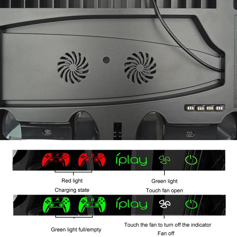 Ps5 Cooling Fan Base with Charging Stand and Disc Holder - Black 8