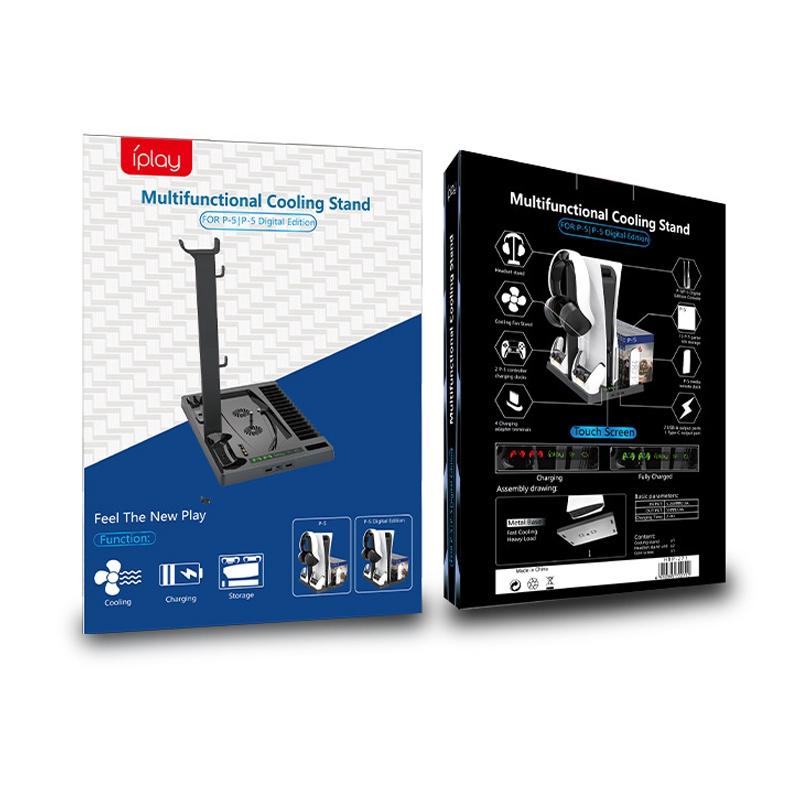 Ps5 Cooling Fan Base with Charging Stand and Disc Holder - Black 9