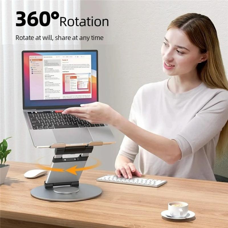 Adjustable 360 Degree Rotating Laptop Stand for 10-17 Inch Devices - Silver 4