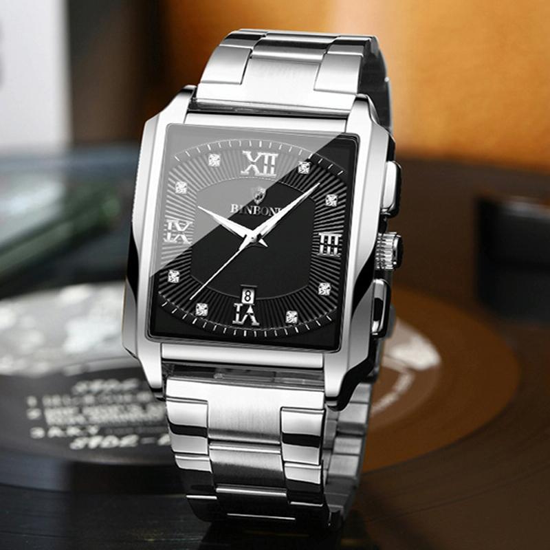 Waterproof Men Quartz Watch - Rectangular Outdoor Design - Full Gold-Gold 3