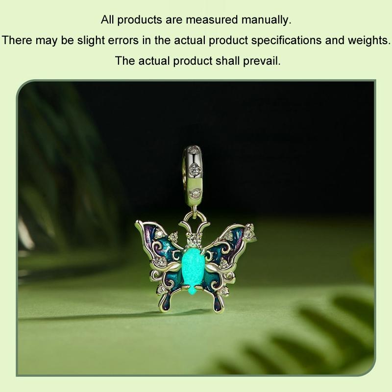 925 Sterling Silver Platinum Plated Luminous Butterfly Pendant 5