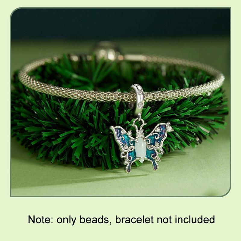 925 Sterling Silver Platinum Plated Luminous Butterfly Pendant 6