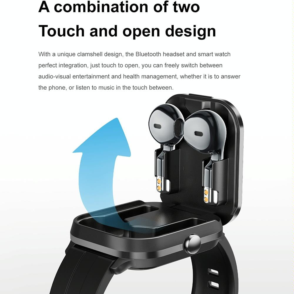 2.01 Inch 2 In 1 Bluetooth Earphone Smart Watch With Nfc & Steel Strap - Black 7