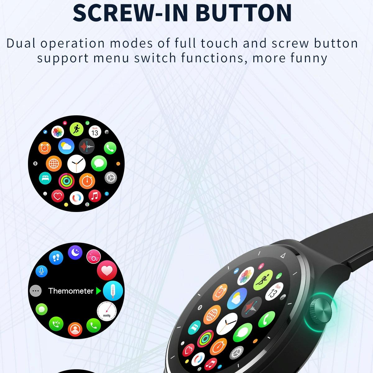 1.28 Inch Touch Colour Screen Smart Watch Black - Leather Black 4