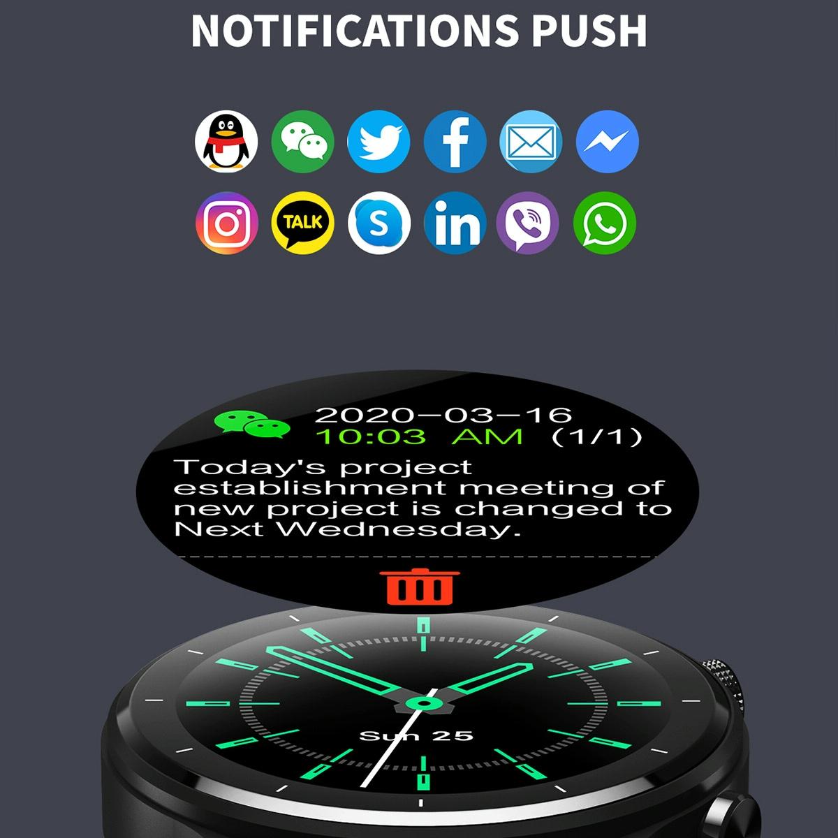 1.28 Inch Touch Colour Screen Smart Watch Black - Leather Black 9