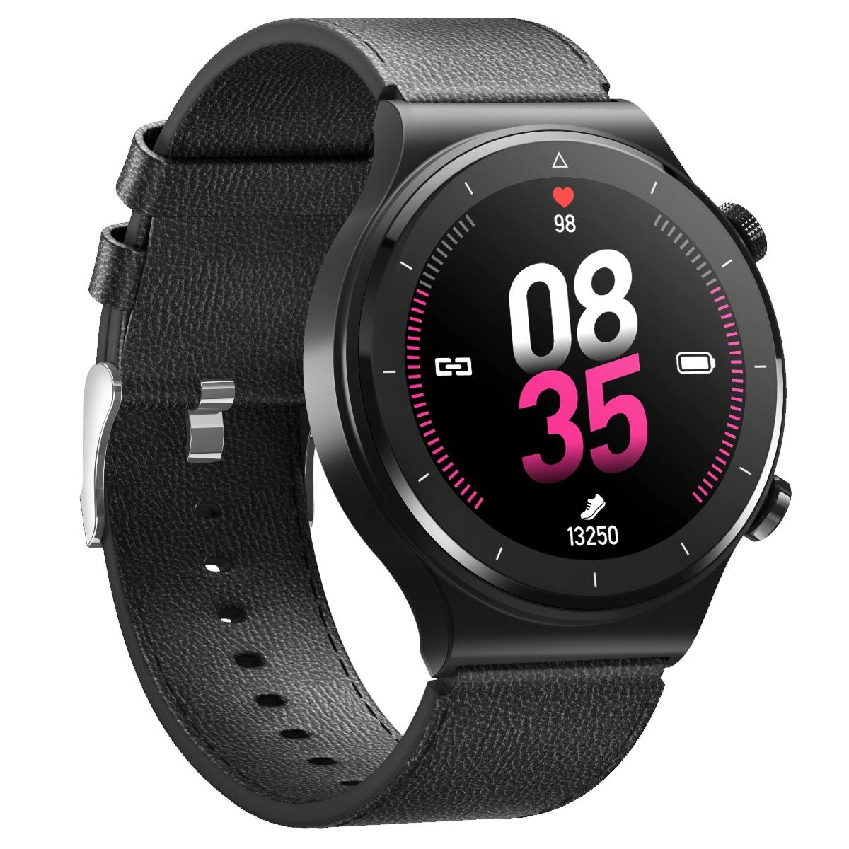 1.28 Inch Touch Colour Screen Smart Watch Black - Leather Black 10