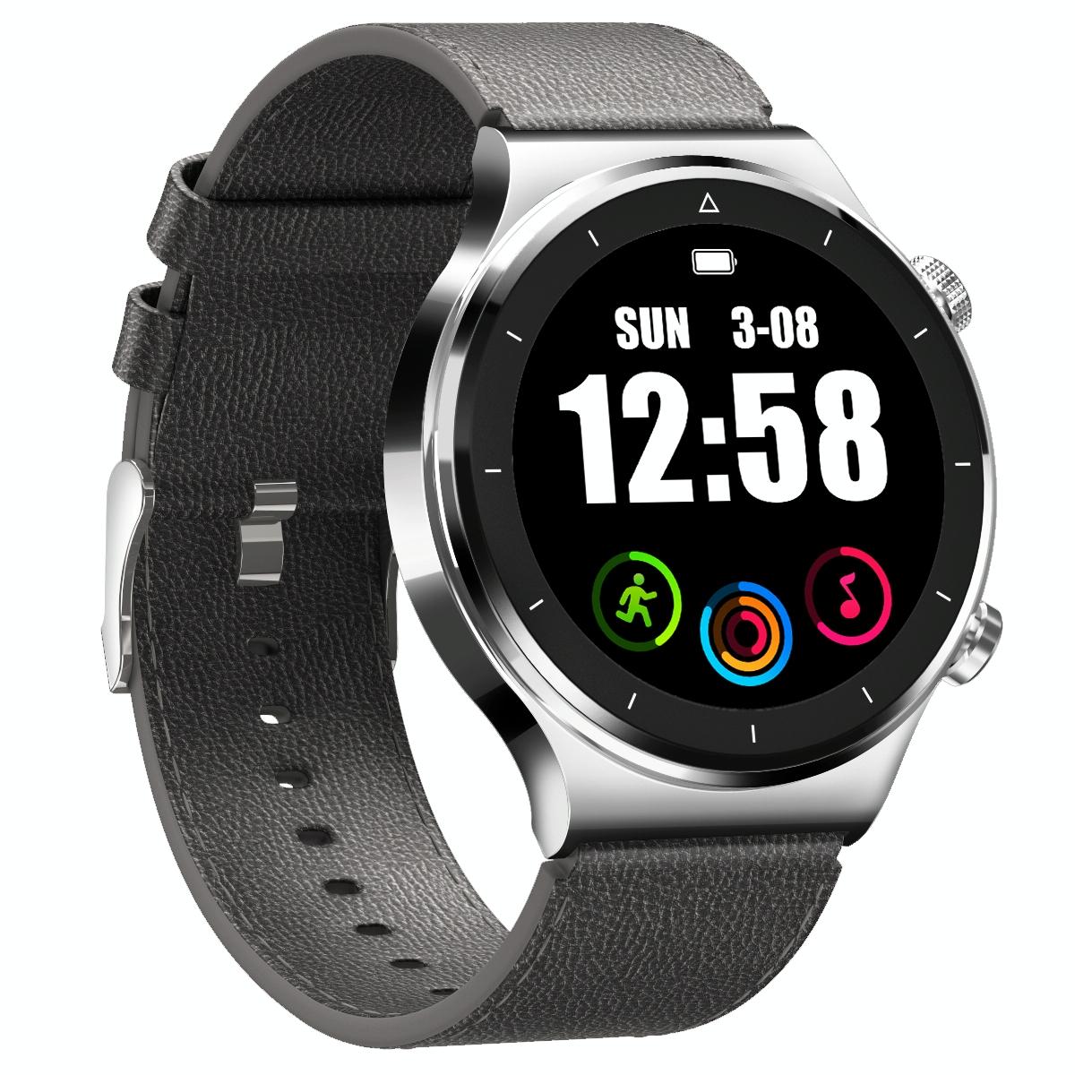 1.28 Inch Touch Colour Screen Smart Watch Black - Leather Black 11