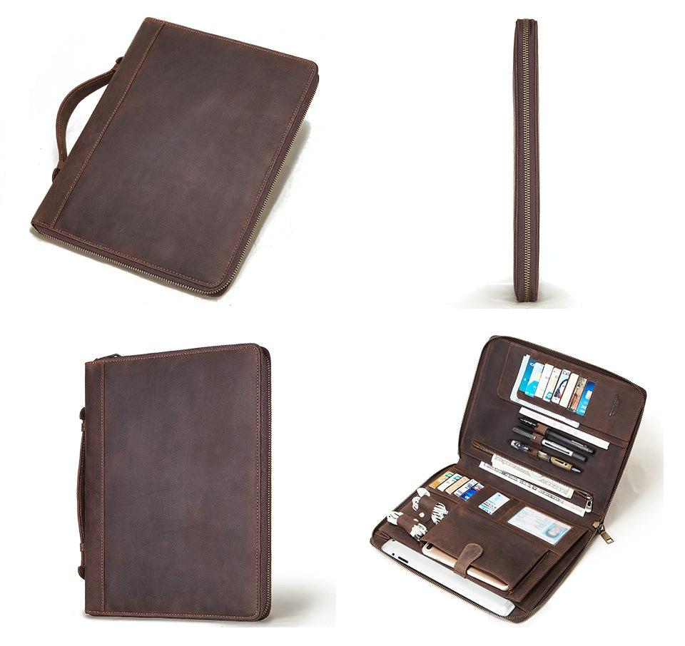 Black Leather Business Handbag for Computer Protection 3