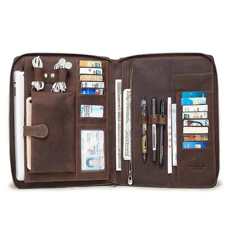 Black Leather Business Handbag for Computer Protection 7
