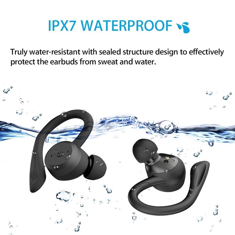 Waterproof Tws Wireless Earphones for Sports - Ear-mounted - Black 4