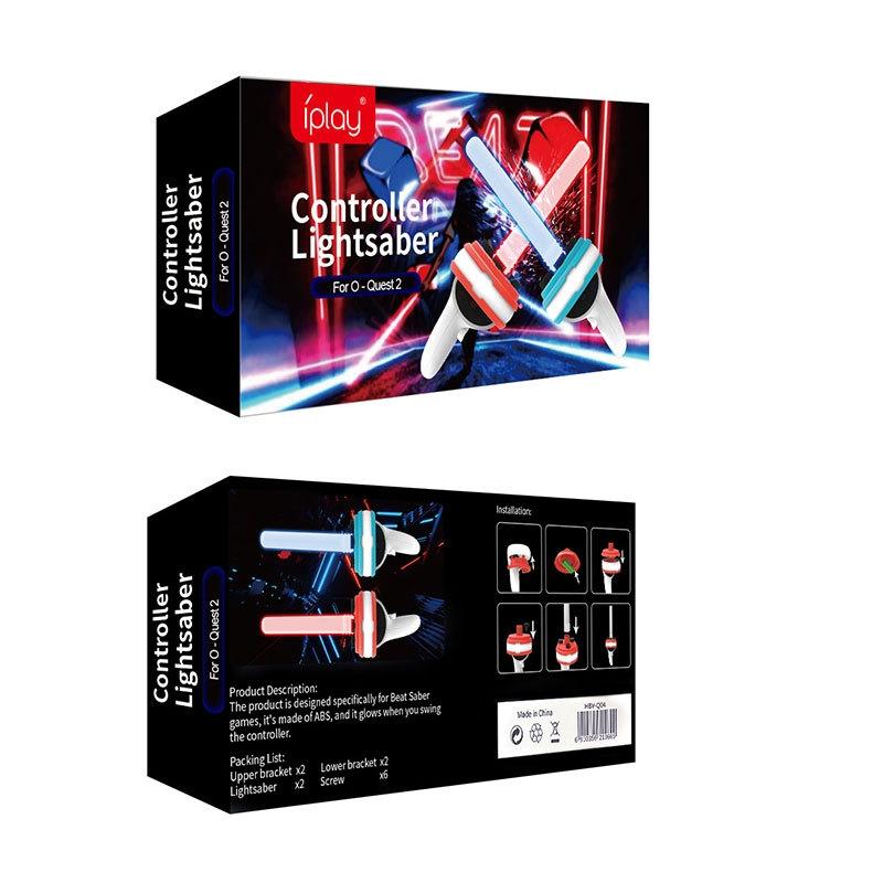 Meta Quest Handle Lightsaber Pair with Vr Motion Rhythm - Red / Blue 7