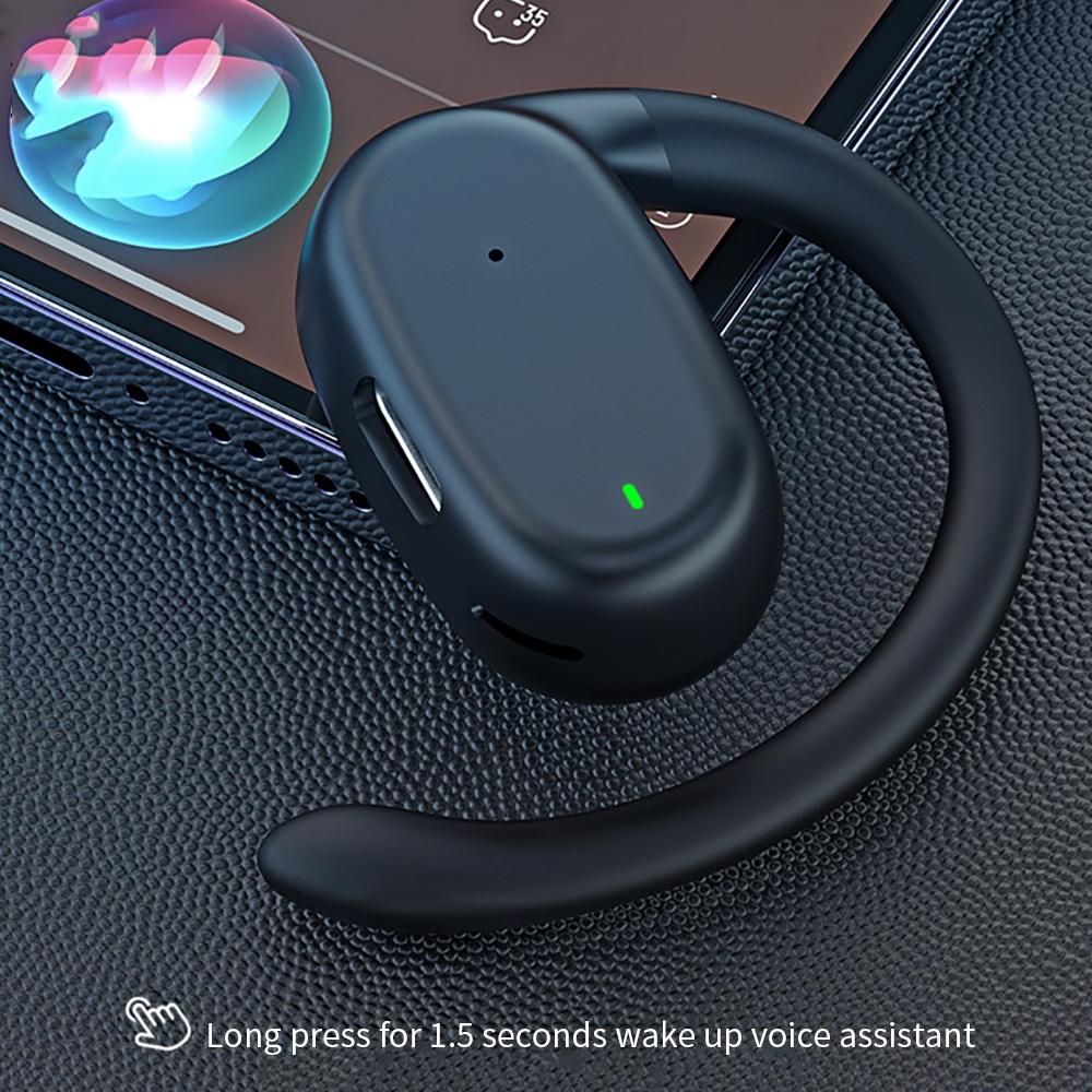 Wireless Single Ear Bluetooth Earphone - Hanging Ear Design - Black 8
