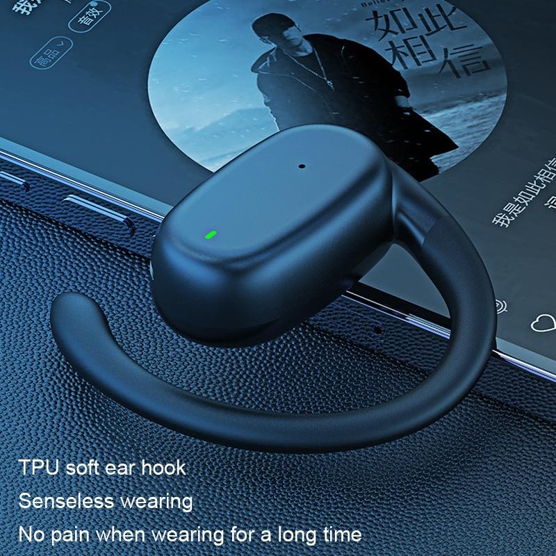 Wireless Single Ear Bluetooth Earphone - Hanging Ear Design - Black 10