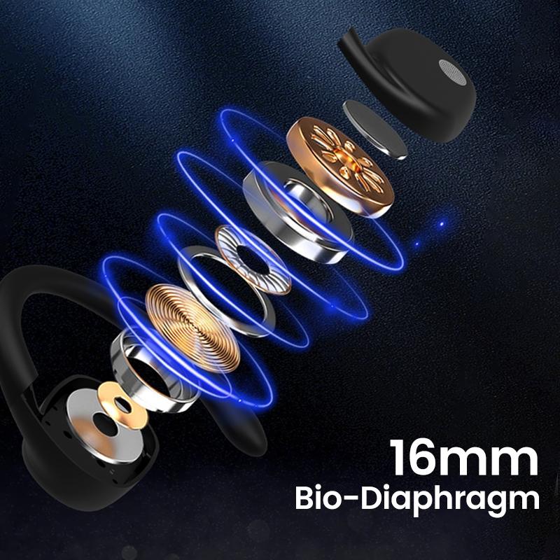 Wireless Single Ear Bluetooth Earphone - Hanging Ear Design - Black 11