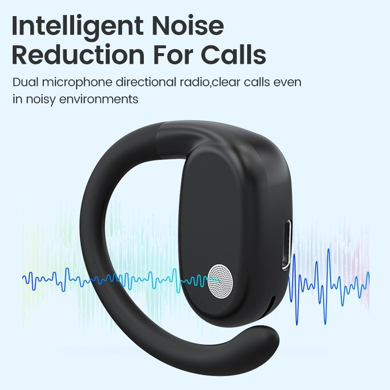 Wireless Single Ear Bluetooth Earphone - Hanging Ear Design - Black 14