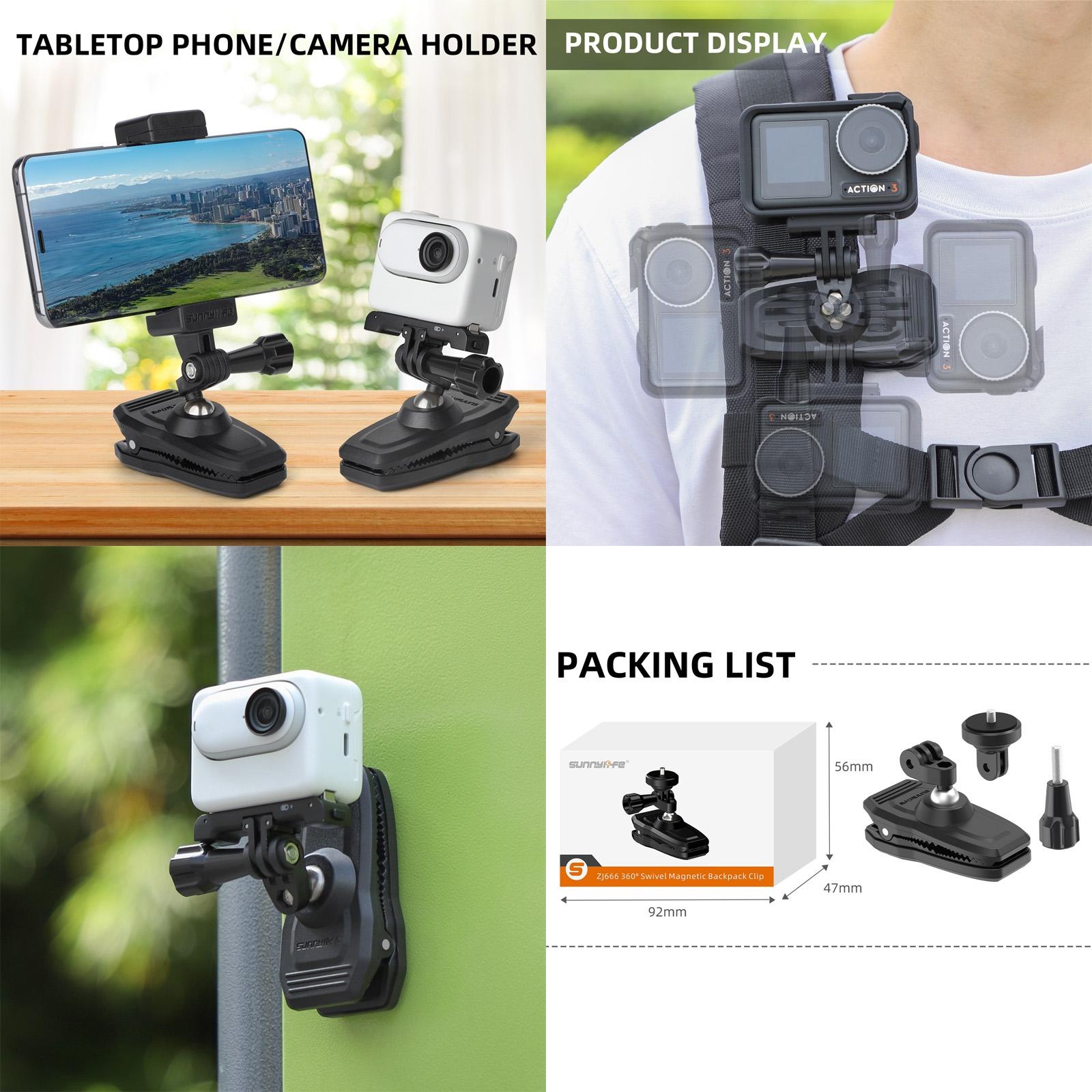 360 Degree Swivel Backpack Clip for Magnetic Action Camera Mount 10