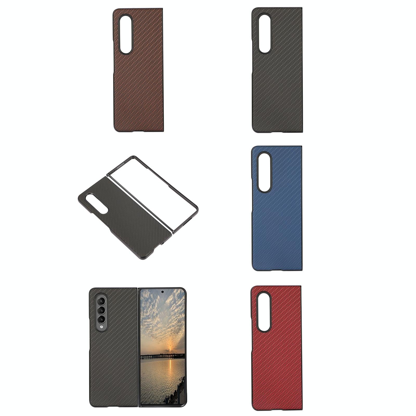 For Samsung Galaxy z Fold4 5G Carbon Fiber Texture Leather Phone Case - Pu Material - Black 7