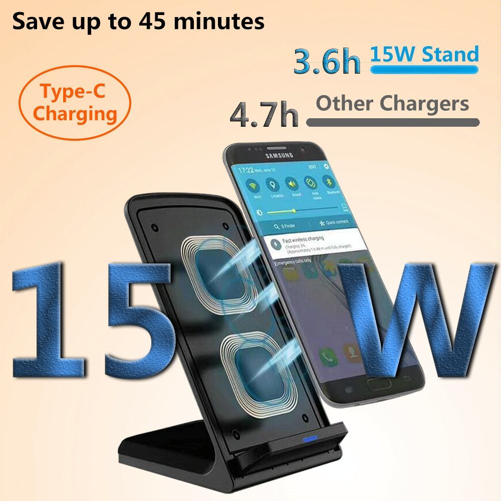 15W Wireless Desktop Charger With Fast Charging - Black 3