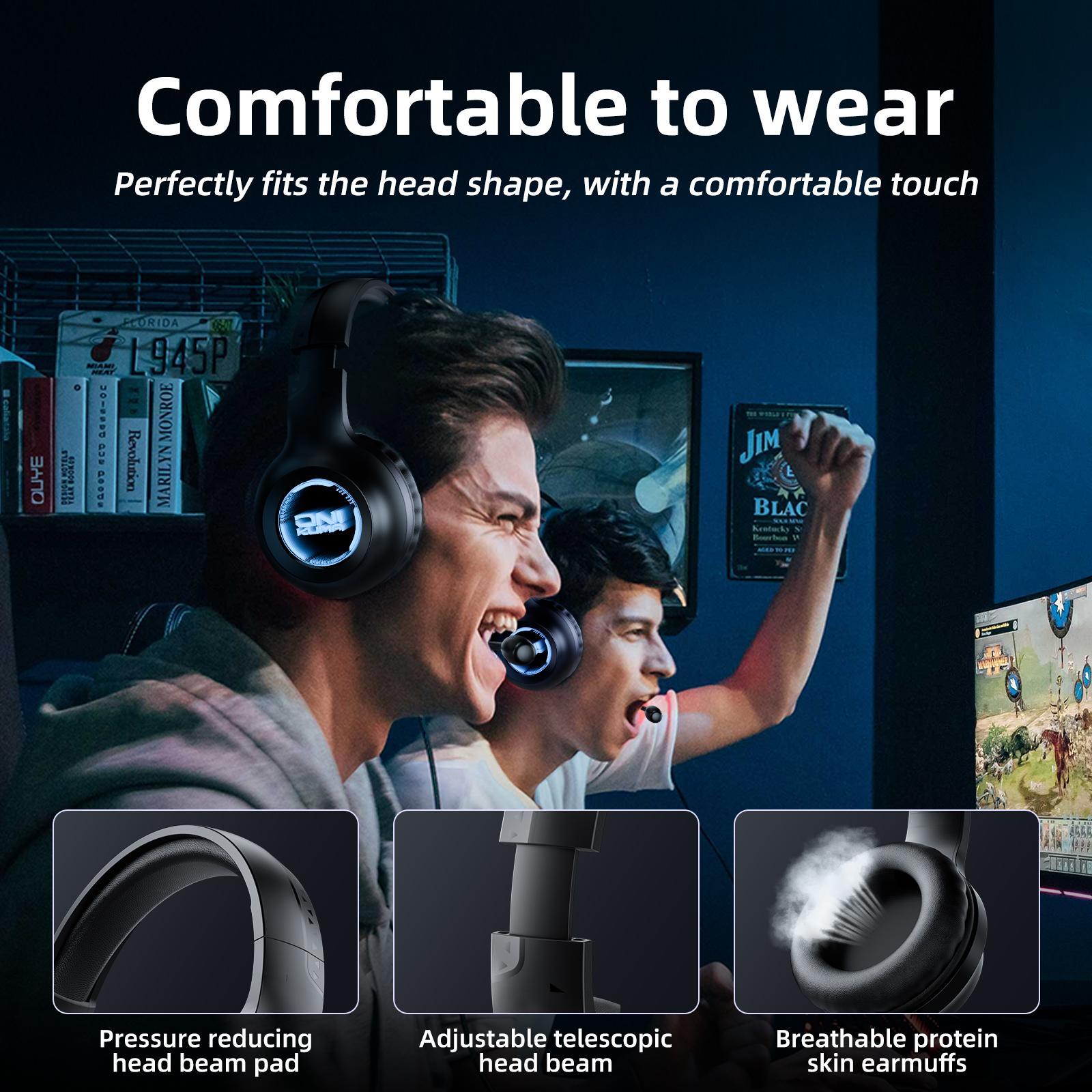 40Mm Custom Drive Game Headphones With Abyss Lamp Effect Black 6