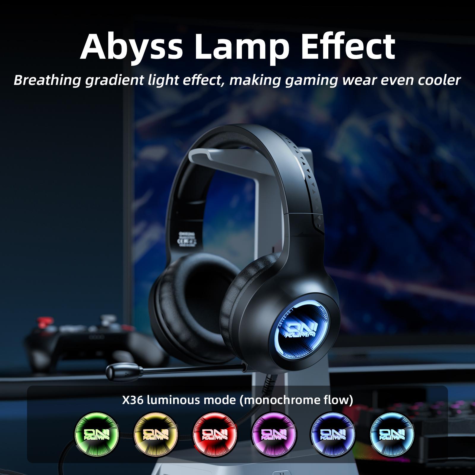 40Mm Custom Drive Game Headphones With Abyss Lamp Effect Black 7