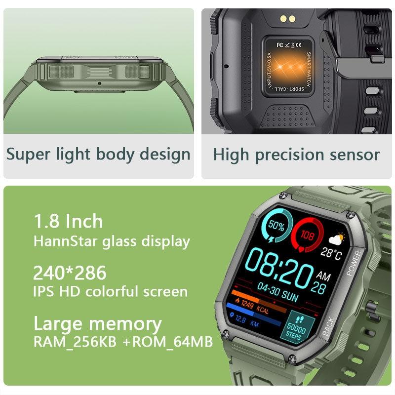 1.8 Inch Heart Rate Blood Pressure Monitoring Smart Calling Watch - Black 6