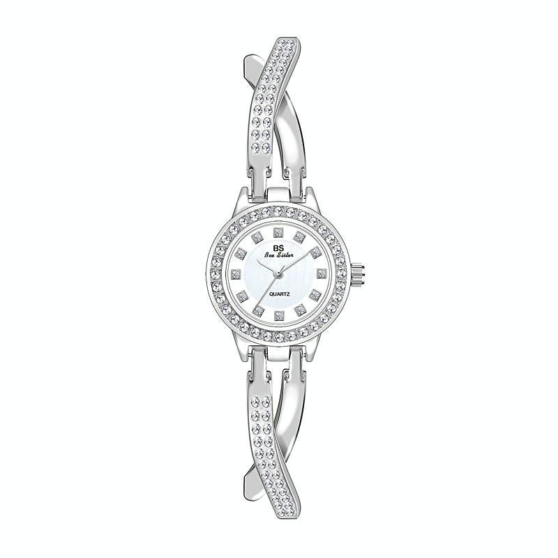 Women Butterfly Cross Diamond Bracelet Watch - Full - Gold 12