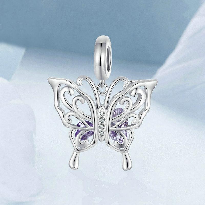 925 Sterling Silver Platinum Plated Butterfly Diy Beads 3