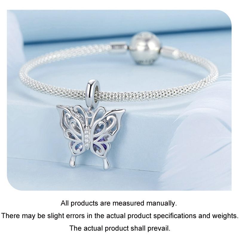 925 Sterling Silver Platinum Plated Butterfly Diy Beads 6