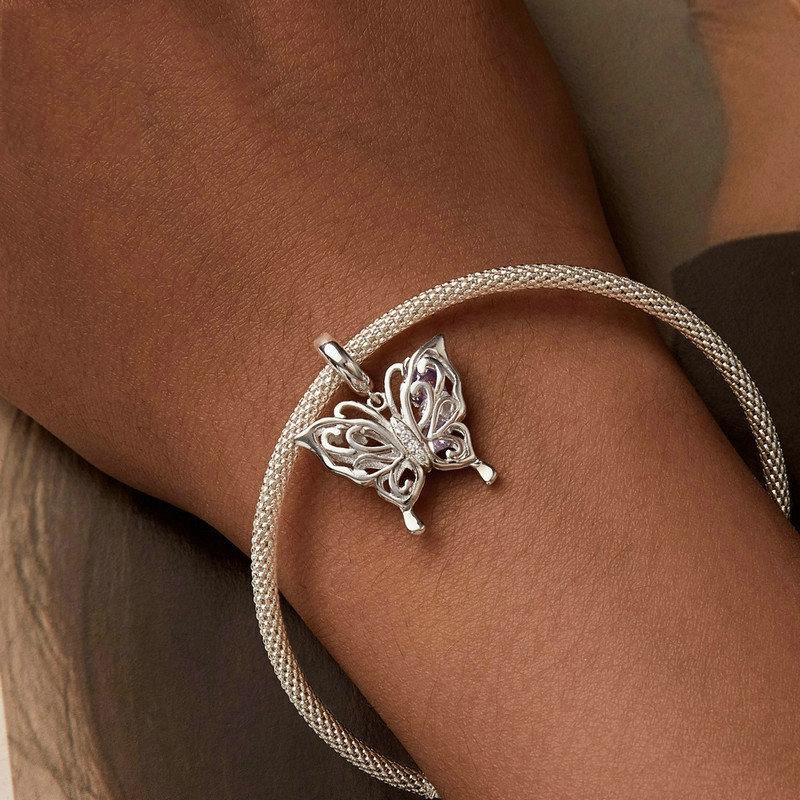 925 Sterling Silver Platinum Plated Butterfly Diy Beads 7