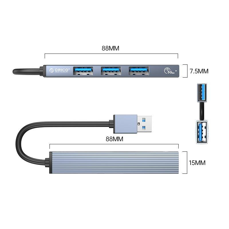 Usb 3.0 + 2.0 Hub Adapter Space Gray