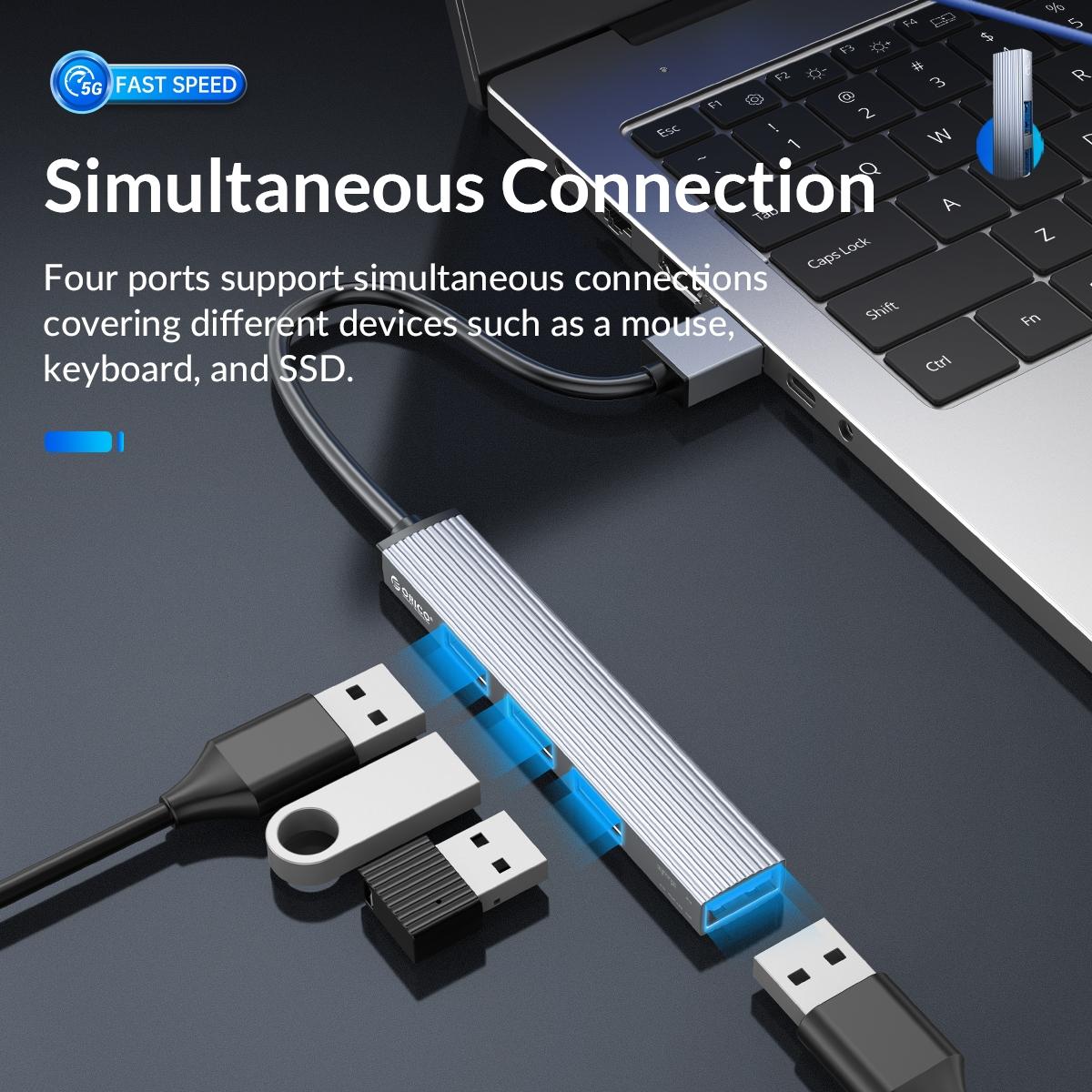 Usb 3.0 + 2.0 Hub Adapter Space Gray 4