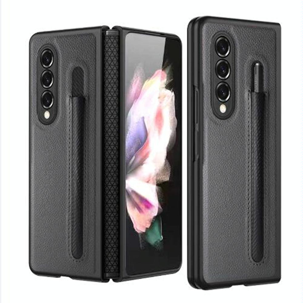 For Samsung Galaxy Z Fold4 5G Litchi Texture Hinge Case - Black 8