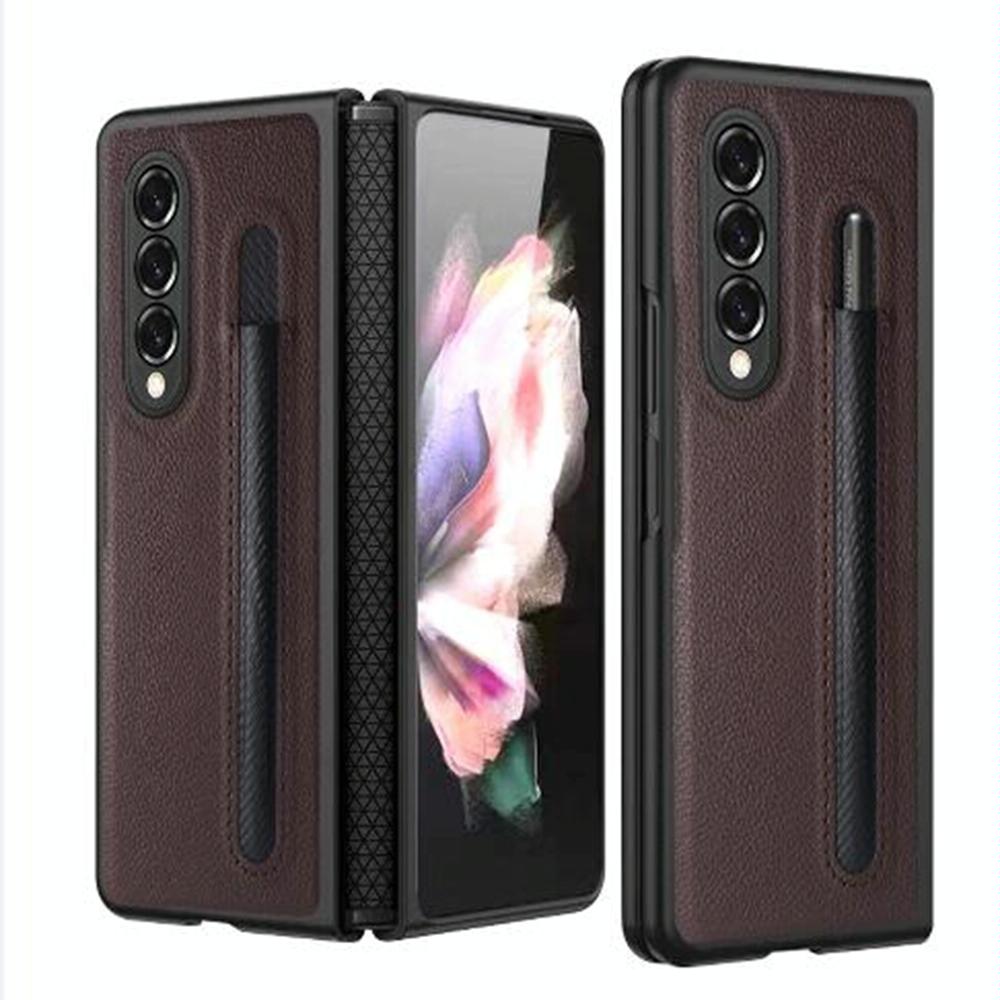 For Samsung Galaxy Z Fold4 5G Litchi Texture Hinge Case - Black 10