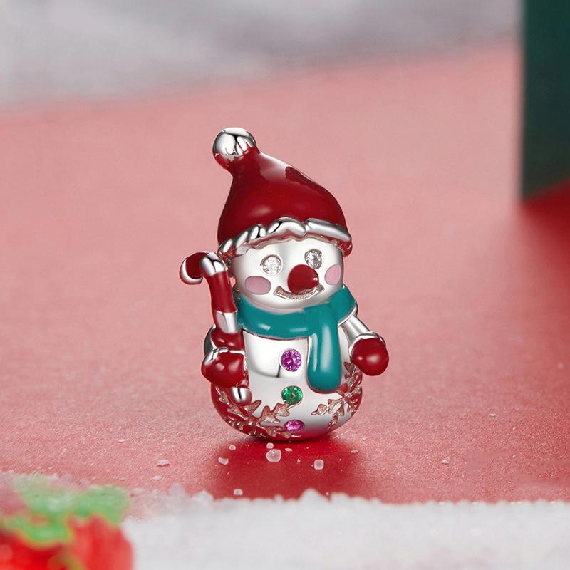 925 Sterling Silver Snowman Bracelet Beads 3