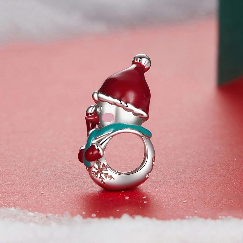 925 Sterling Silver Snowman Bracelet Beads 4