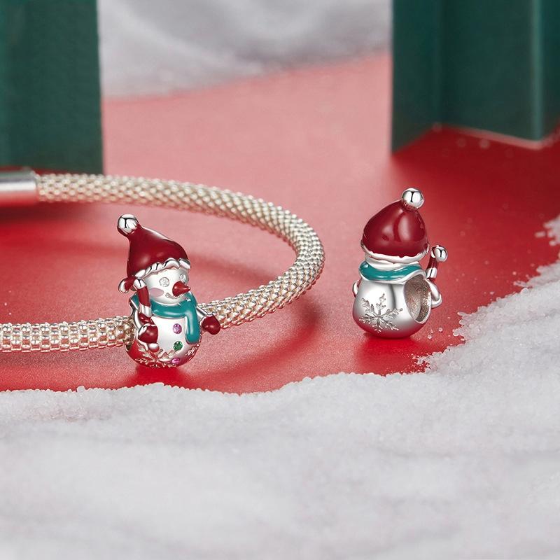 925 Sterling Silver Snowman Bracelet Beads 5