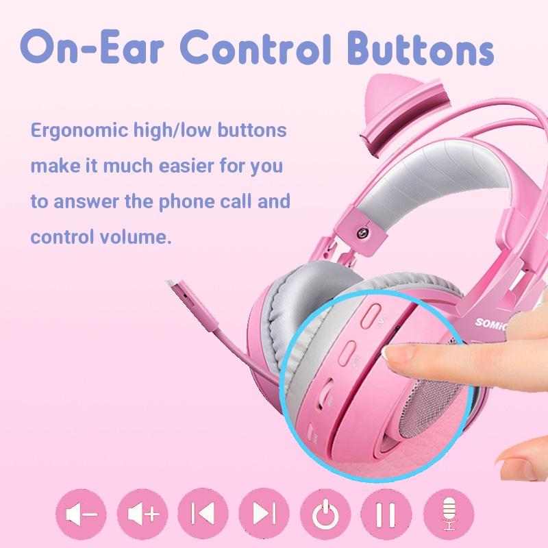 7.1 Channel E-Sports Headset Pink 5