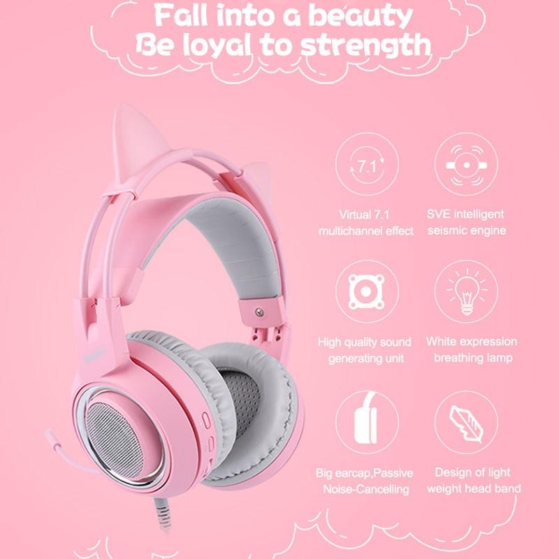 7.1 Channel E-Sports Headset Pink 6